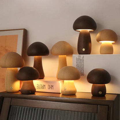 Natural Wooden Desk Light with USB Charging