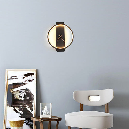 Elegant Round LED Wall Clock Lamp for Home Decor - Fesara