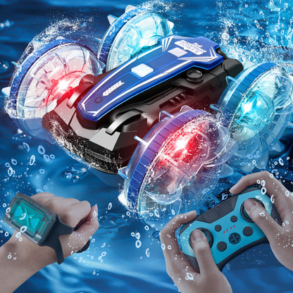 Fast RC Amphibious Stunt Car with Dual Remotes