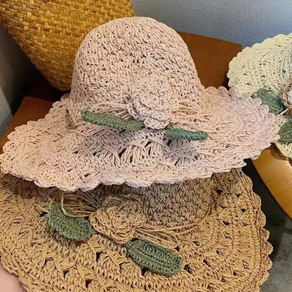 Fesara | Chic Summer Raffia Hat with Floral Trim