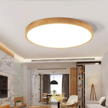 Slim Wooden Round LED Ceiling Light Fixture