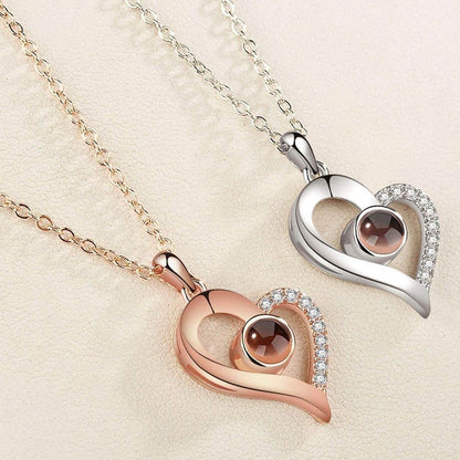 Romantic Heart Necklace with I Love You Message