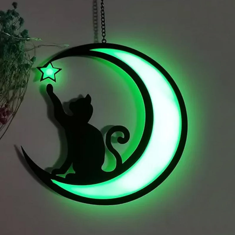 Cute Moon Cat Acrylic Pendant Necklace