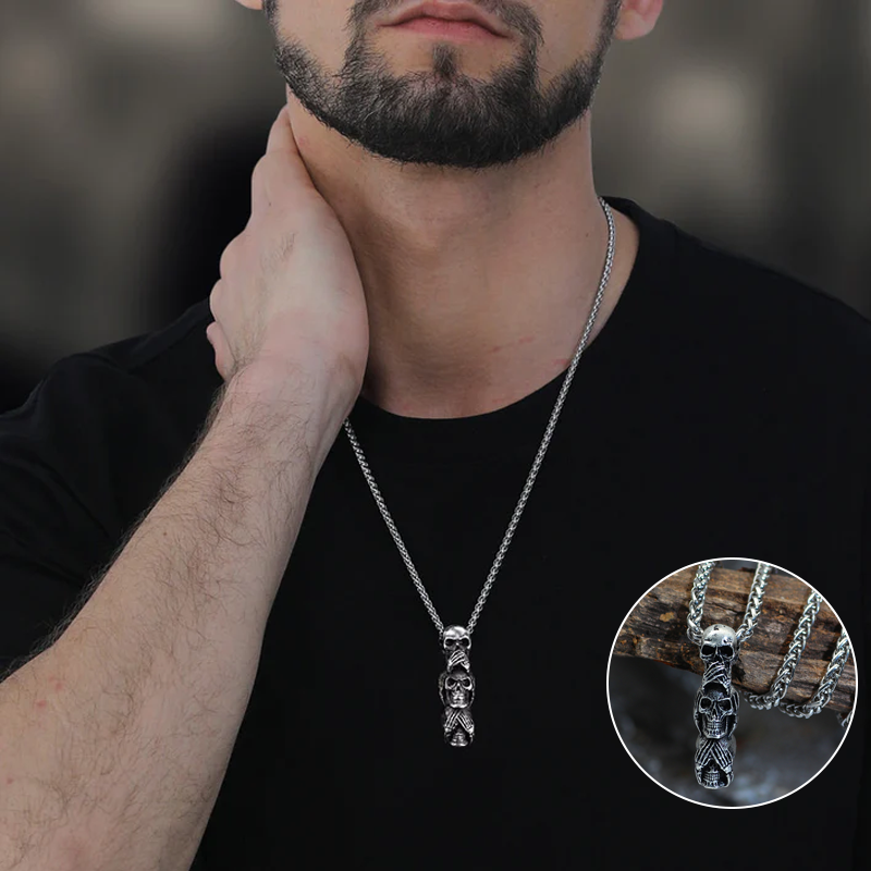 Trendy Sugar Skull Pendant Necklace - Fesara
