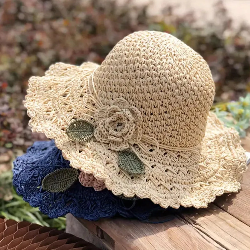 Fesara | Chic Summer Raffia Hat with Floral Trim