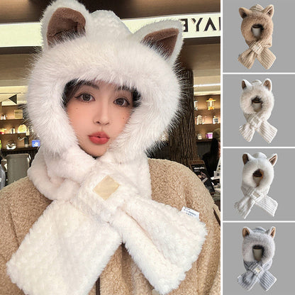 Cute Fox Ears Beanie and Scarf Set