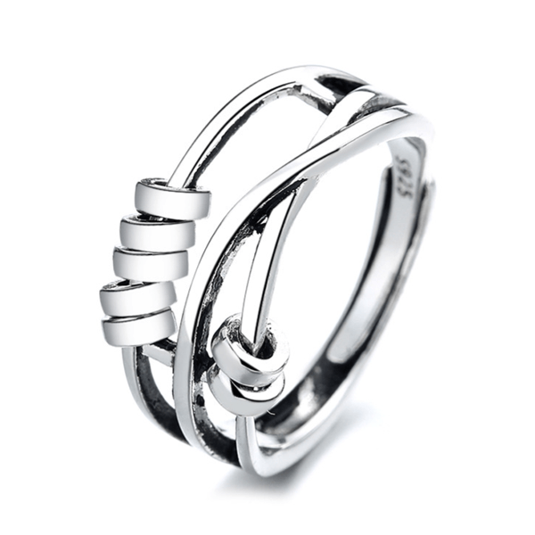Comfort Fit Adjustable Silver Ring