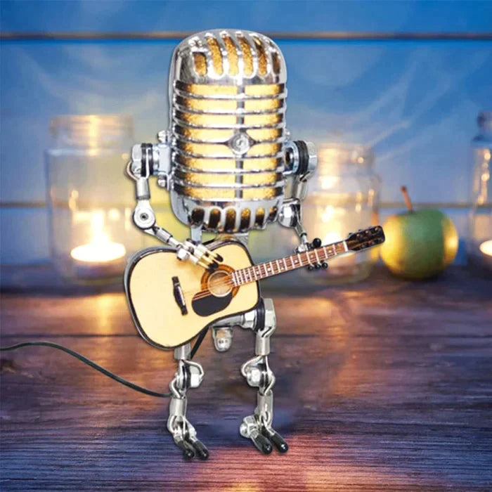 Vintage Style Microphone Robot Figure