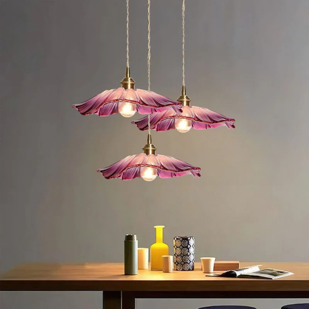 Vintage Floral Hanging Glass Lamp