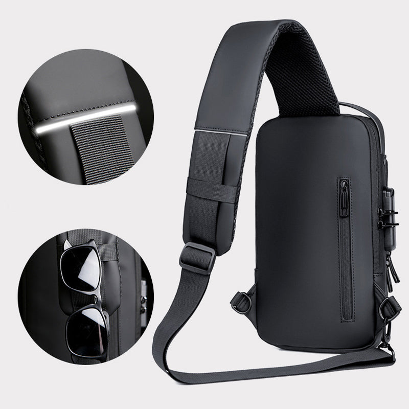Waterproof Travel Sling Backpack with USB Charger Port