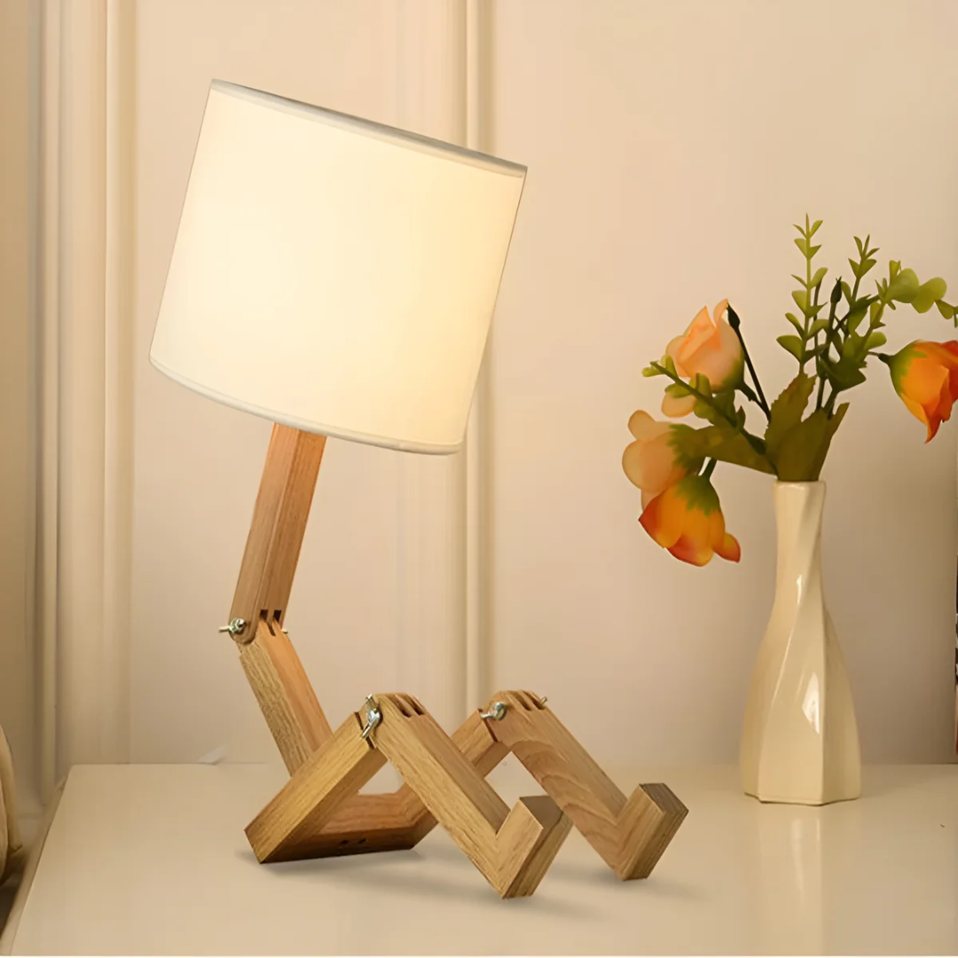 Stylish Wooden Desk Lamp With Linen Shade - Fesara