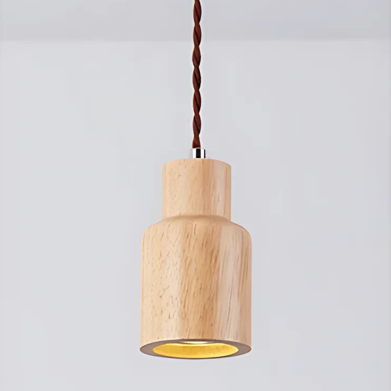 Natural Wood LED Hanging Light Fixture