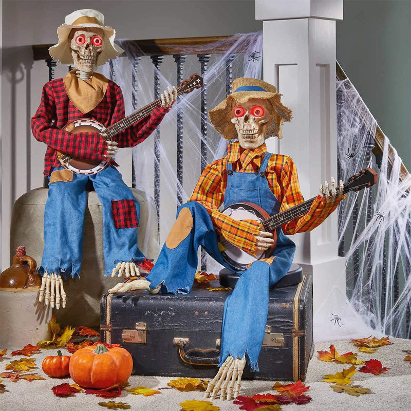Funny Cartoon Banjo Skeleton Figures