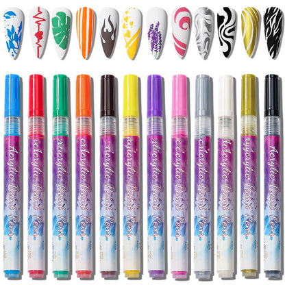 Fesara | Slim 12 Shade Curved Nail Art Pen