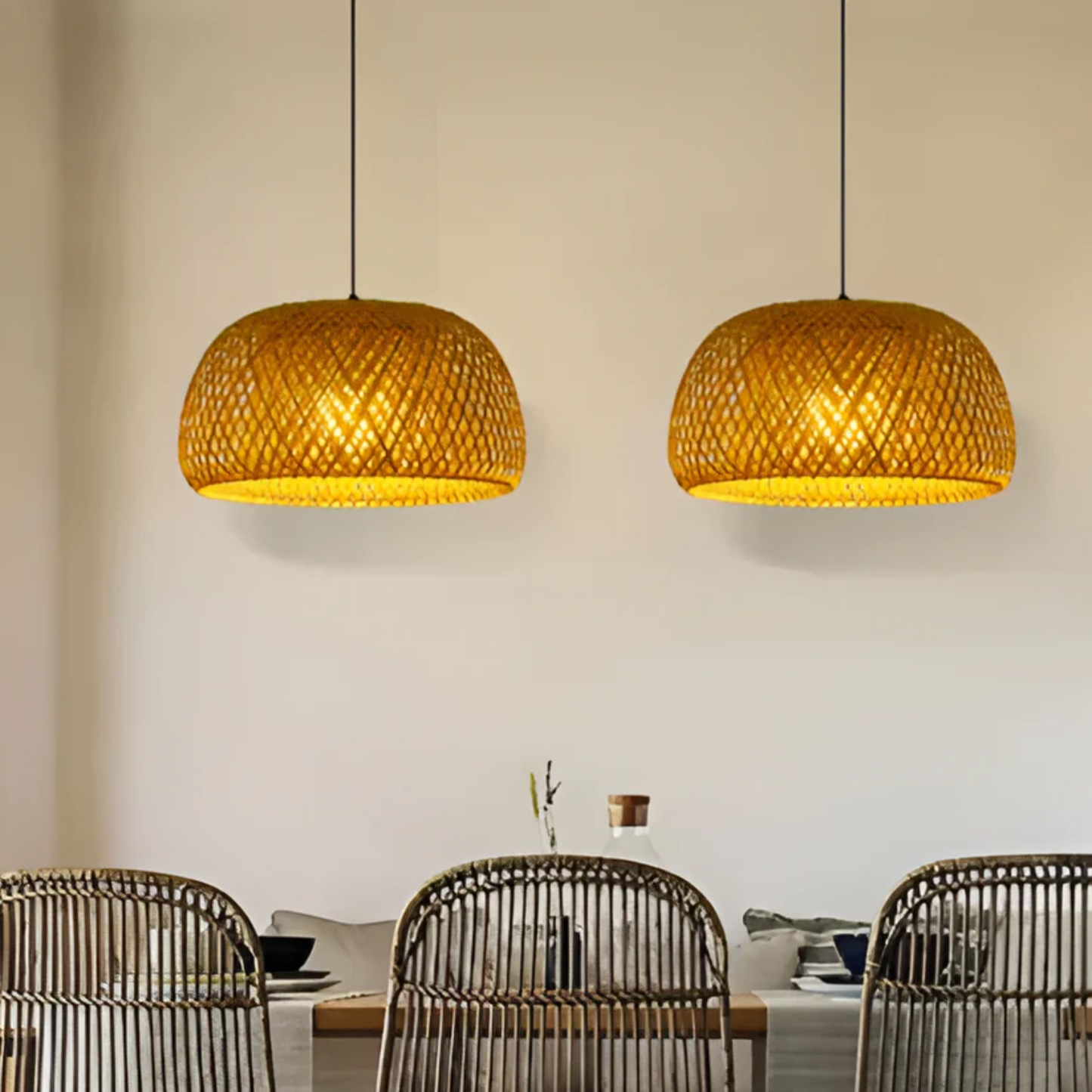 Natural Rattan Hanging Light Fixture