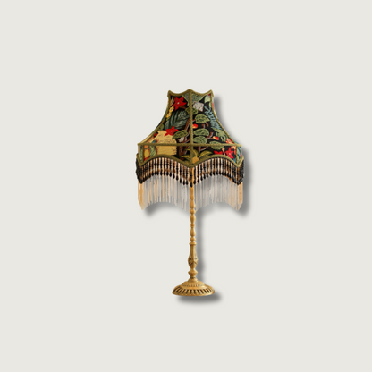 Classic Floral Table Lamp with Fringe - Fesara