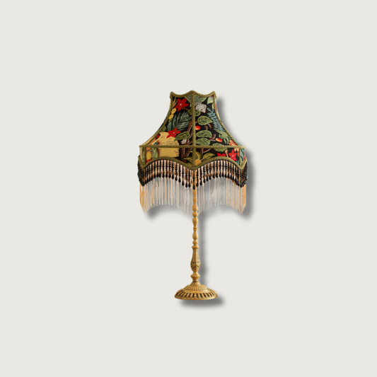 Classic Floral Table Lamp with Fringe - Fesara