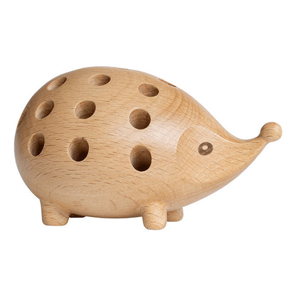 Cute Wooden Hedgehog Desk Pencil Holder