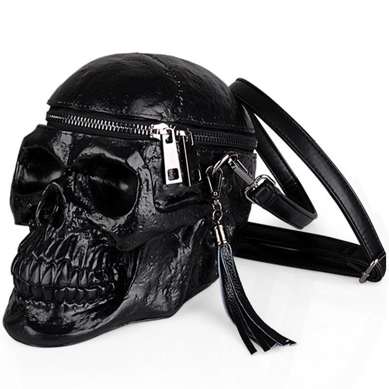 Edgy Dark Skull Crossbody Bag - Fesara