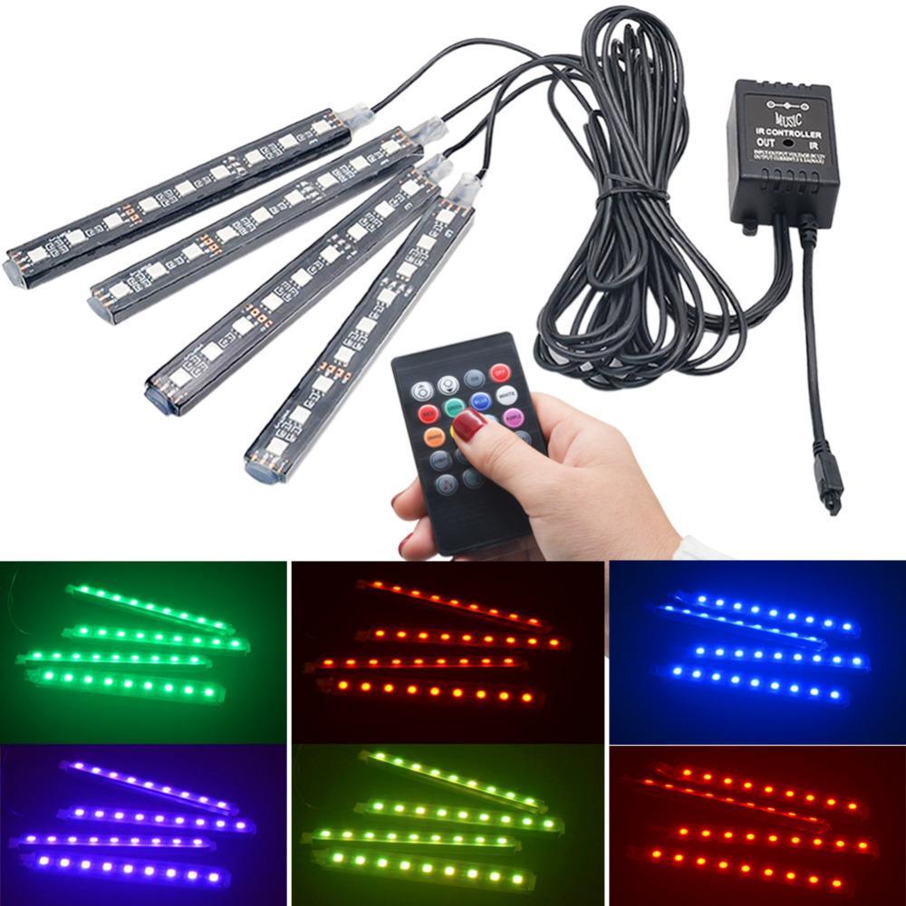 Colorful Car LED Strip Lights with Remote and Voice Control - Fesara