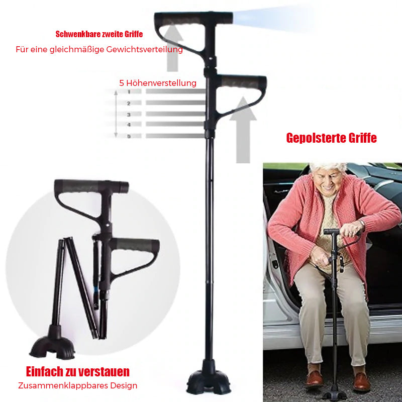 Foldable Walking Cane with LED Light and Grip Handle - Fesara