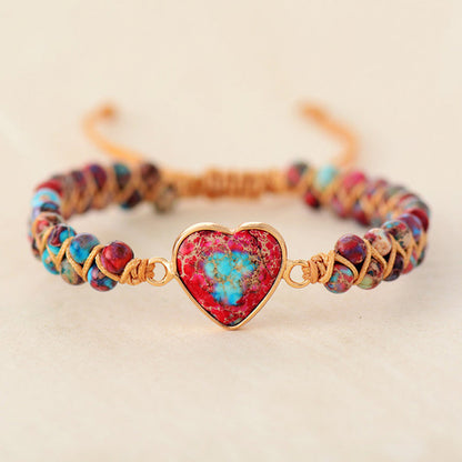 Beautiful Heart Shaped Jasper Jewelry Bracelet - Fesara
