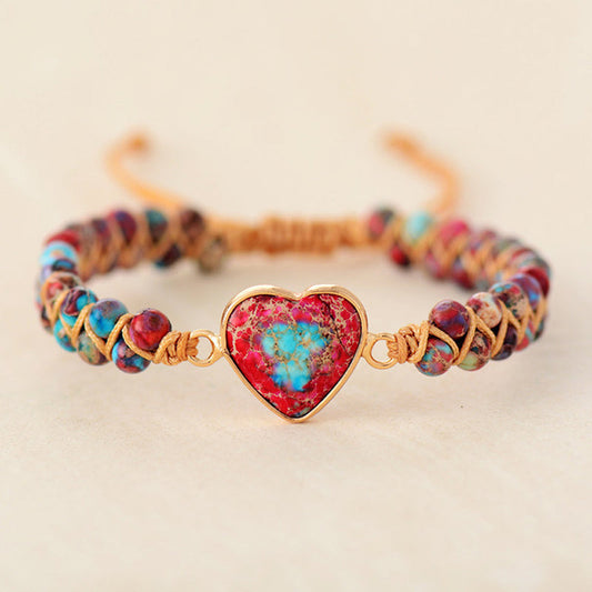 Beautiful Heart Shaped Jasper Jewelry Bracelet - Fesara