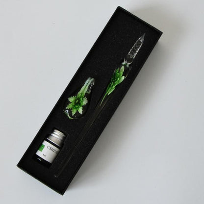 Beautiful Glass Ink Pen Writing Set with Holder - Fesara