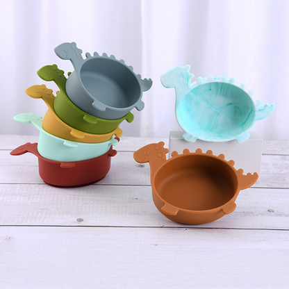Soft Silicone Baby Bowl with Dinosaur Design
