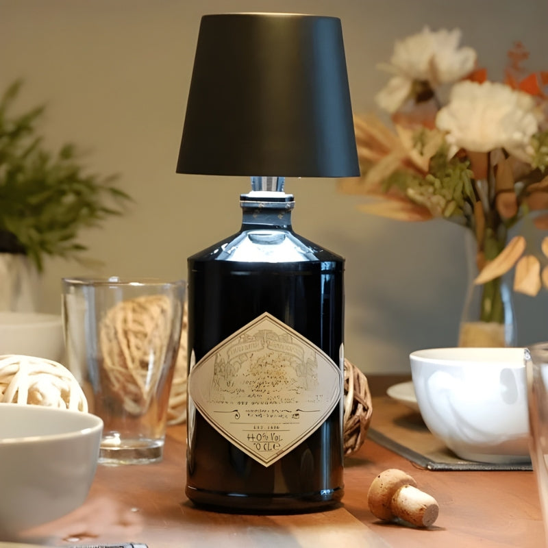 Stylish Glass Bottle Table Lamp - Fesara