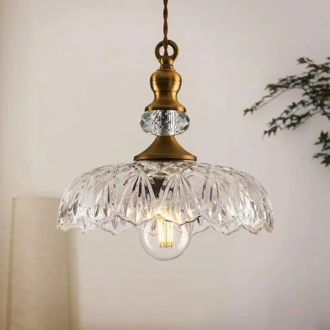Vintage Glass Hanging Light Fixture - Fesara