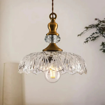 Vintage Glass Hanging Light Fixture - Fesara