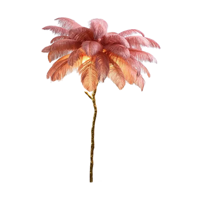 Tall Natural Feather Floor Lamp