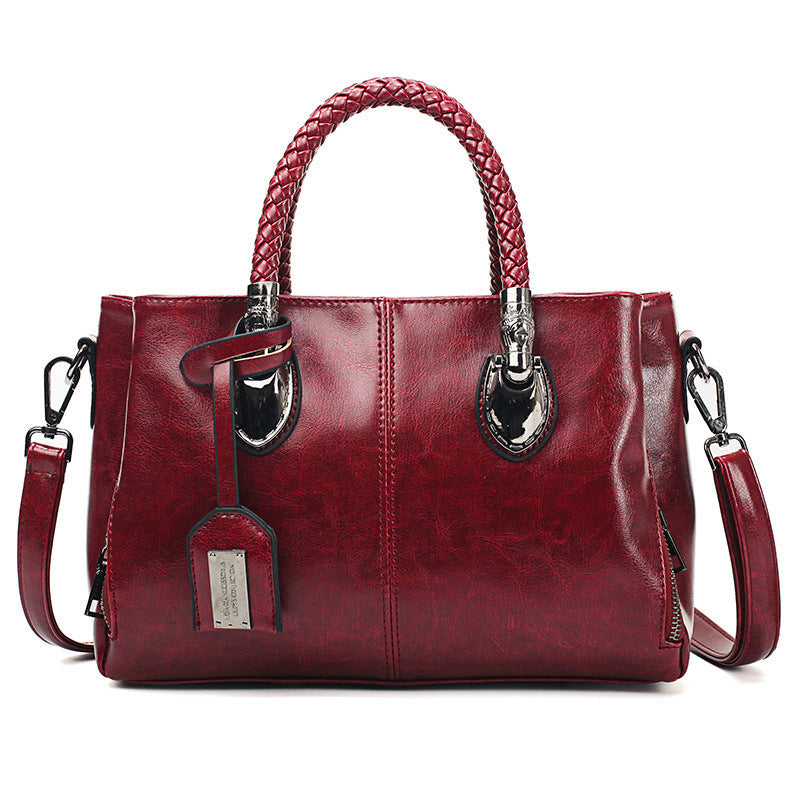 Luxury Wax Leather Boston Tote Bag