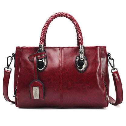 Luxury Wax Leather Boston Tote Bag