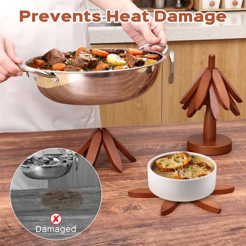 Durable Wooden Table Placemats and Coasters Set