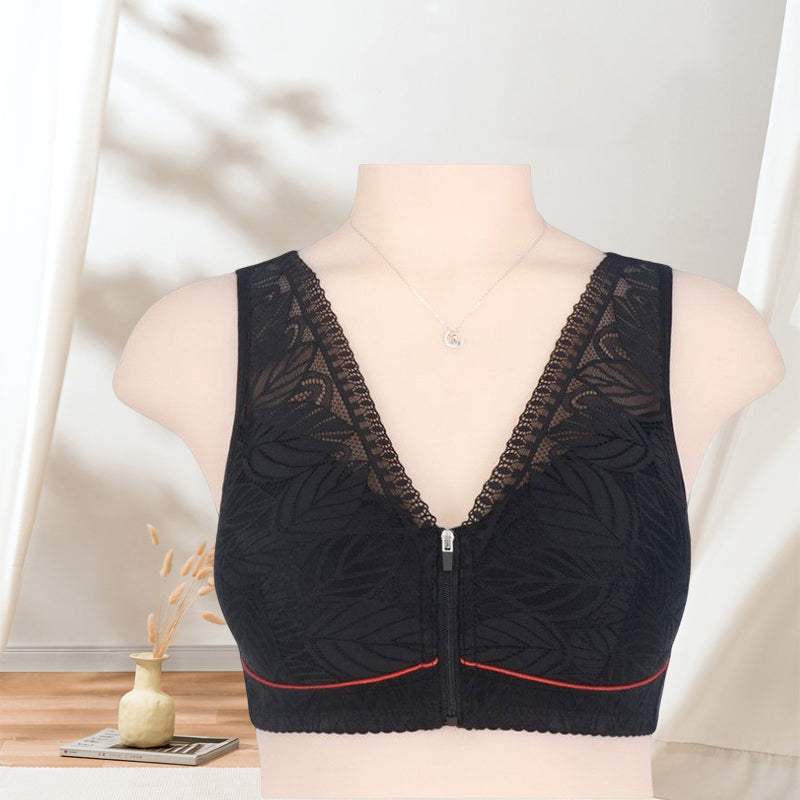 Simple Lace Bralette with Zip Front Closure