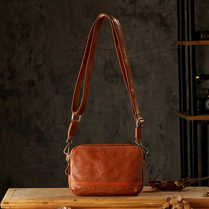 Classic Vintage Leather Sling Crossbody Bag