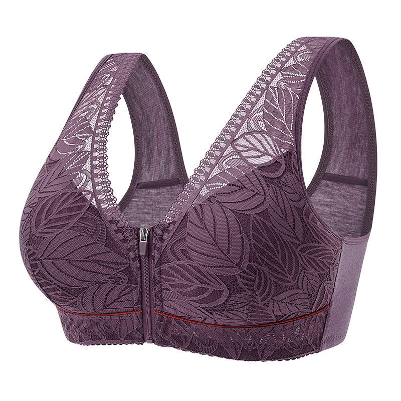 Simple Lace Bralette with Zip Front Closure