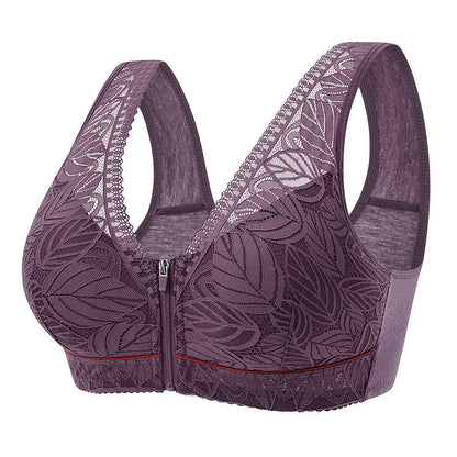 Simple Lace Bralette with Zip Front Closure