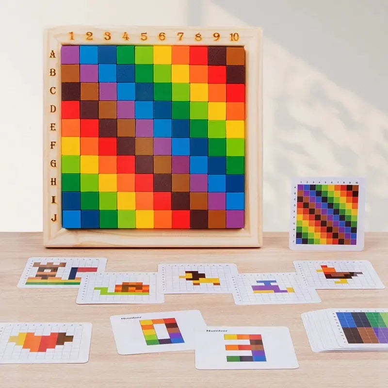 Educational Wooden Number and Colour Building Blocks