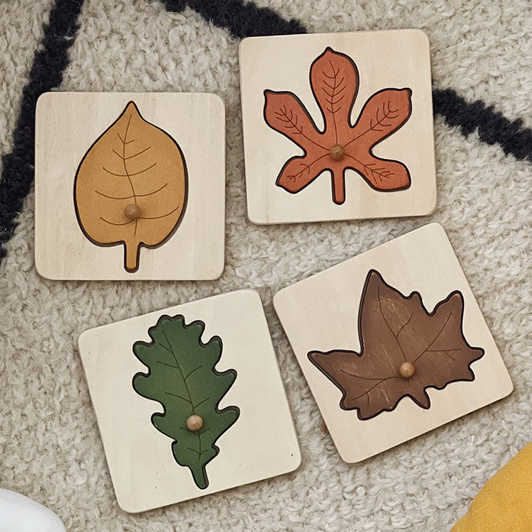 Natural Wooden Leaf Shape Sorting Puzzle
