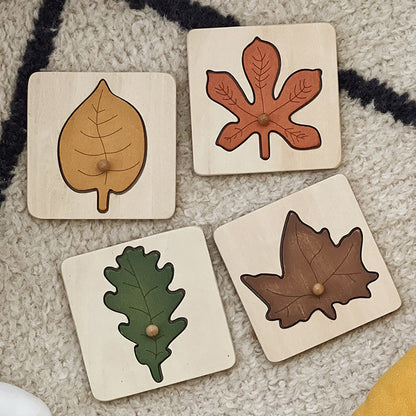 Natural Wooden Leaf Shape Sorting Puzzle