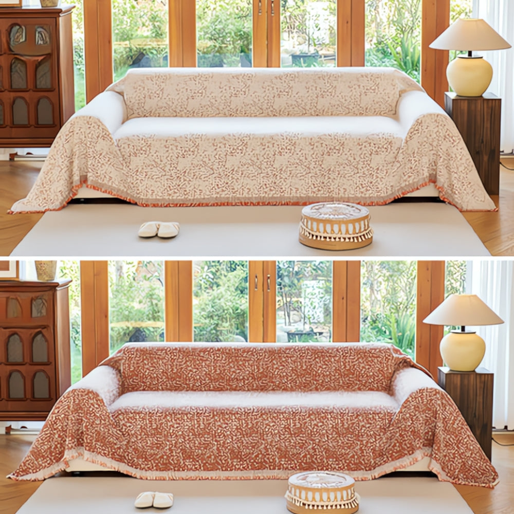 Stylish Reversible Faux Leather Sofa Slipcover