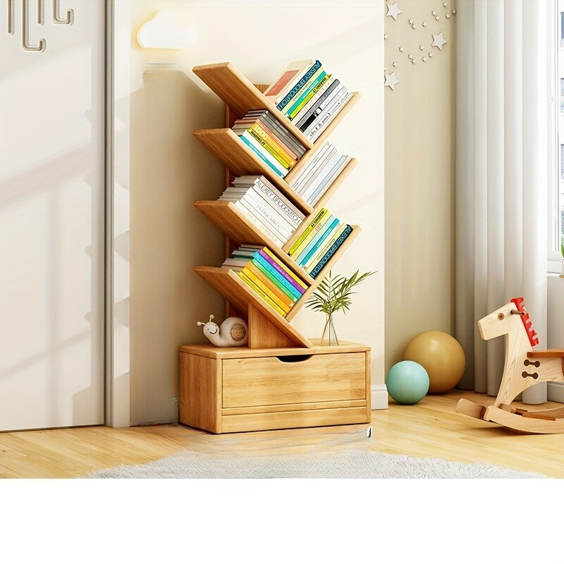Tall Wooden Bookshelf - Compact Home Storage Unit