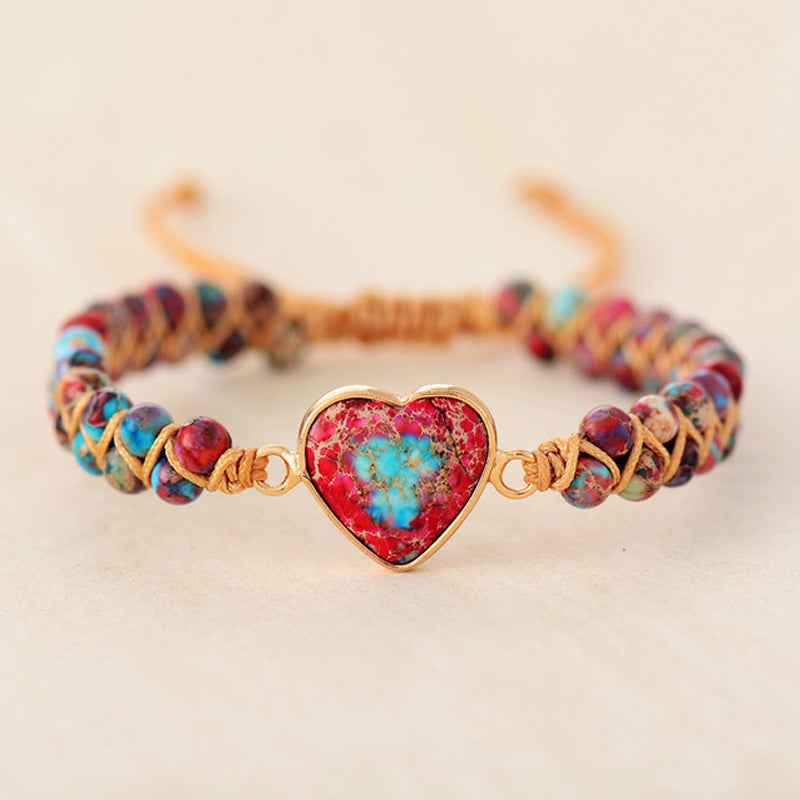 Beautiful Heart Shaped Jasper Jewelry Bracelet