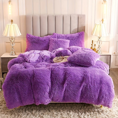 Cozy Fesara Plush Duvet Cover Set with Zipper