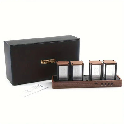 Vintage LED Clock with Wi-Fi and Wooden Finish