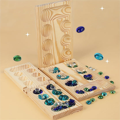 Portable Wooden Mancala Game Set with Colorful Beads