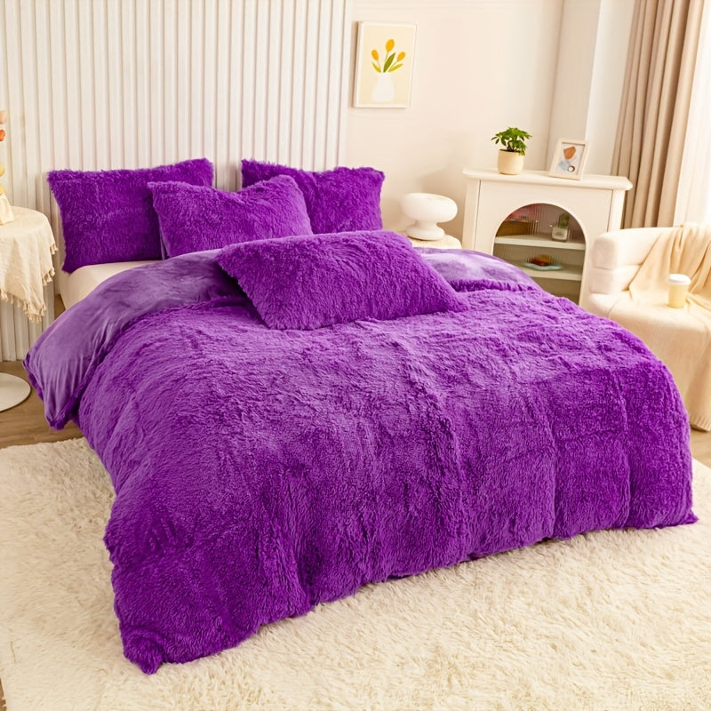 Cozy Fesara Plush Duvet Cover Set with Zipper